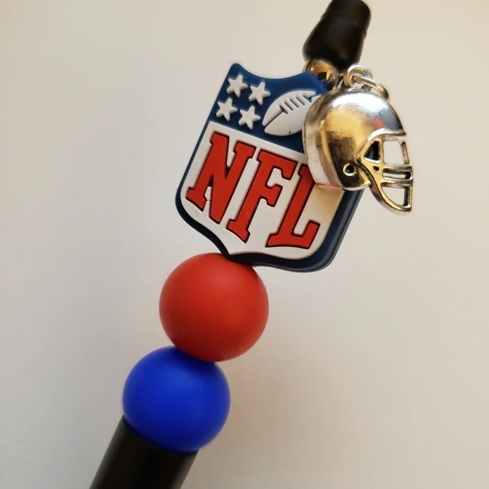 Handmade NFL Football Beaded Silicone Focal Bead Pen